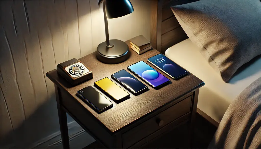 Various mobile phones on a table